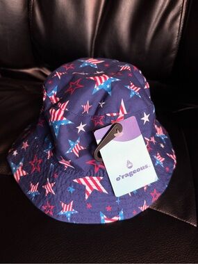 O’Rageous Bucket/ Sun Kids Hat One Size Navy Stars and Stripes (USA) Reversible